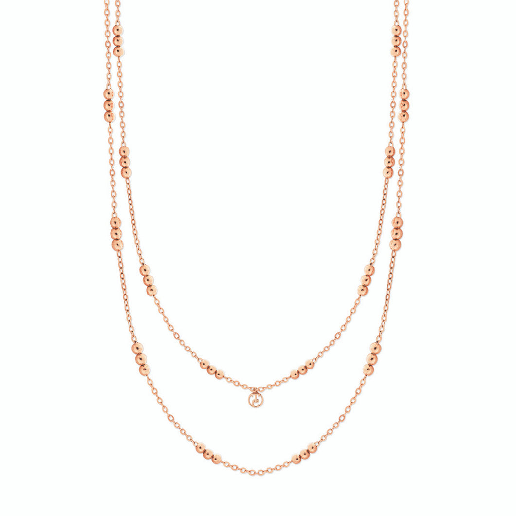 Tipperary Crystal Skandi Triple Bead Rose Gold Long Necklace