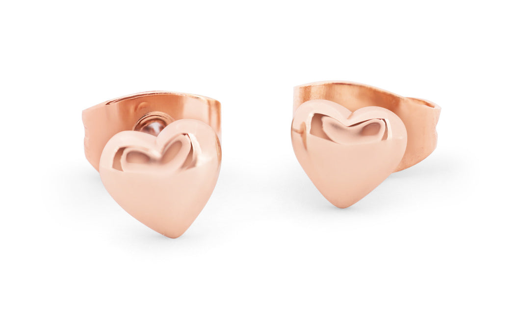 Tipperary Crystal Heart 8mm Stud Earrings Rose Gold