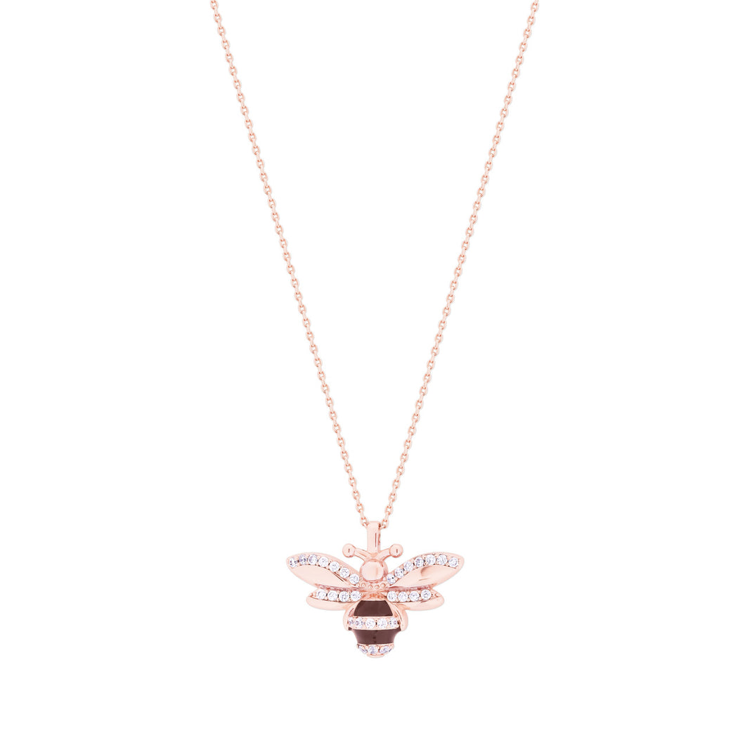 Tipperary Crystal Bee Rose Gold Cubic Zircona Inset Pendant