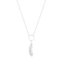 Load image into Gallery viewer, Tipperary Crystal FEATHER &amp; CIRCLE PENDANT SILVER
