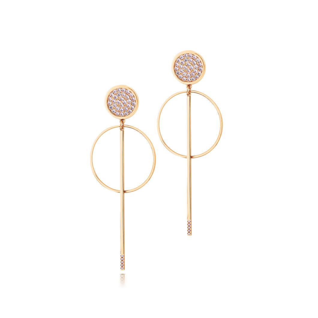 ROMI Dublin Gold Pave Hoop and Stem Earrings