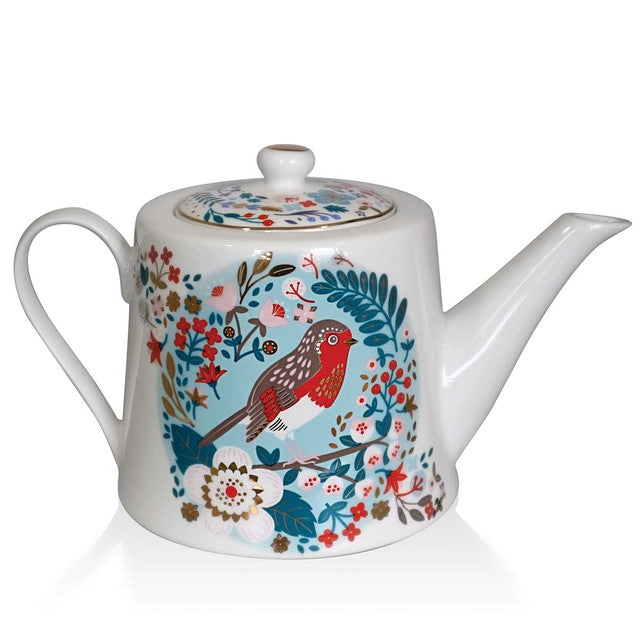 Tipperary Crystal Birdy Robin & Blue Tit Teapot