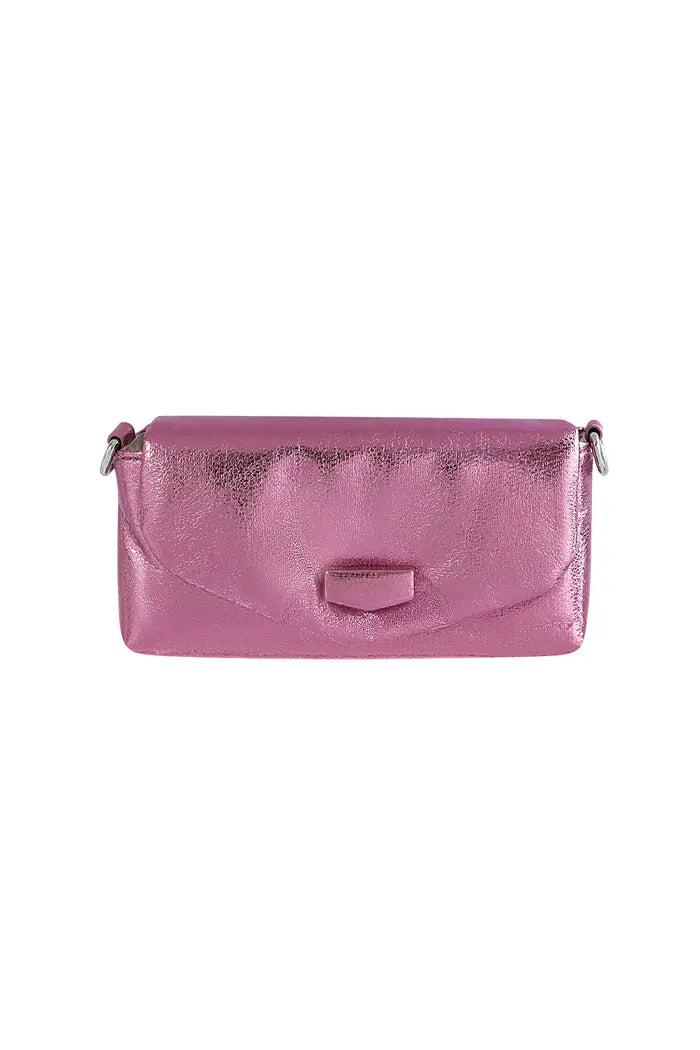 Pink Metallic Clutch Handbag