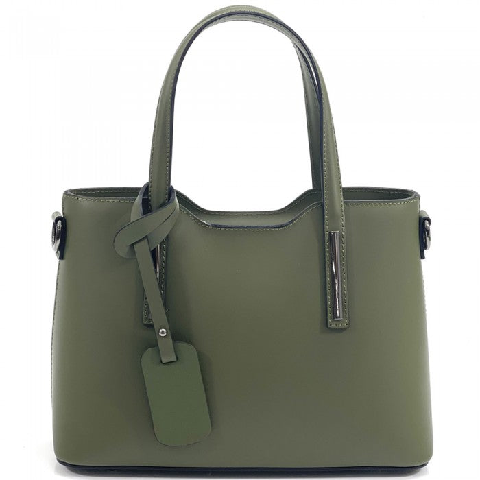 Emily Italian Leather Handbag - Dark Green
