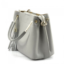 Load image into Gallery viewer, Lorena Grey Leather Handbag with Gold Hardware
