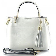 Load image into Gallery viewer, Lorena White Leather Handbag with Gold Hardware
