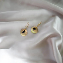Load image into Gallery viewer, Black Star - 18k Gold Plated Hoops with Star
