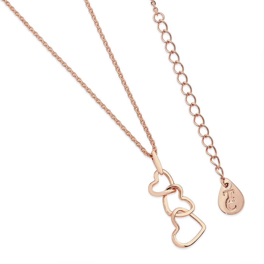 Tipperary Crystal Triple Heart Drop Pendant Rose Gold