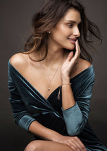 Load image into Gallery viewer, Tipperary Crystal Rose Gold Crystal Circle pearl Drop Necklace
