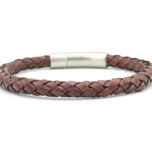 Load image into Gallery viewer, &#39;by Julian&#39; Mens Braided Auburn Brown Leather Kepang Bracelet (Large)
