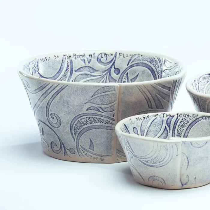 Sarah McKenna - 'Impressed' Handmade Bowl Blue with Shakesphere Quote