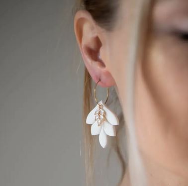 Dalia White Flower Earrings