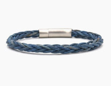 Load image into Gallery viewer, &#39;by Julian&#39; Mens Braided Vintage Blue Leather Valo Bracelet (Large)
