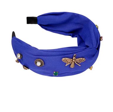 Headband stones and bees - Blue