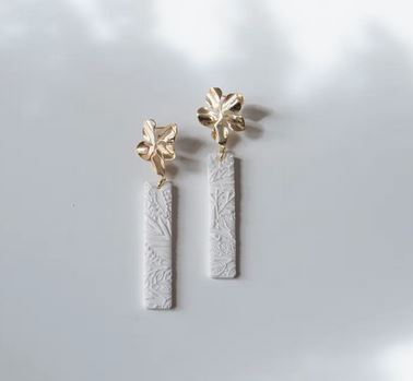 Altea - Flower Pastel White Dangle Earrings