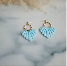 Load image into Gallery viewer, Cleo Art Deco Baby Blue Clay Earrings
