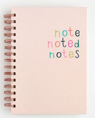 Caroline Gardner 'Note, Noted, Notes' Pink Spiral Notebook