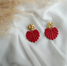 Load image into Gallery viewer, Alice - Ruby Red Large Statement Flower Earrings
