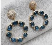 Sapphire Quartz Statement Gemstone Hoop Earrings
