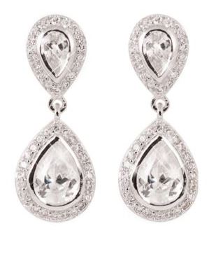 Tipperary Crystal Silver Earrings Clear Pear Shape Earrings