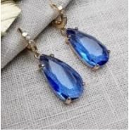 Sky Blue Crystal Drop Huggie Hoop Earrings