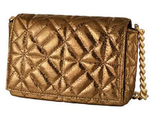 Load image into Gallery viewer, Cognac Metallic handbag with Gold Chain
