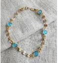 Gold Plated Bracelet with Blue Chalcedony Gemstones