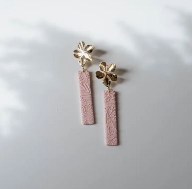 Altea - Flower Pastel Pink Dangle Earrings