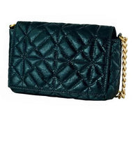 Load image into Gallery viewer, Forest Green Metallic handbag with Gold Chain
