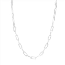Load image into Gallery viewer, Sterling Silver Rectangle Link Chain with Cubic Zircona Detail
