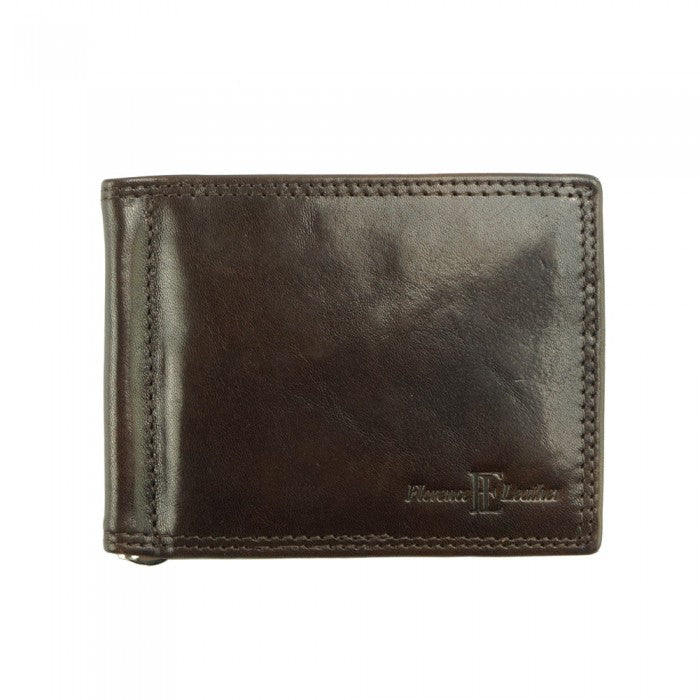 Genuine calfskin Leather wallet Gianni V - Dark Brown