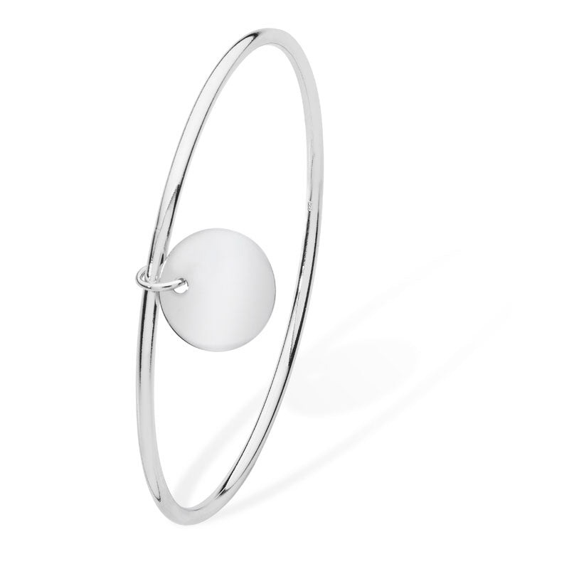 Silver Bangle with Disc Charm