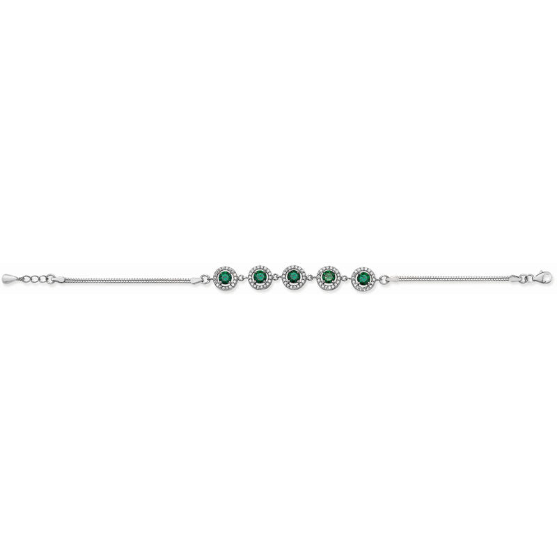 Sterling Silver Bracelet with Green Cubic Zircona