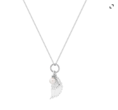 Tipperary Crystal Angel Wing Crystal & Pearl Pendant Silver - New 2024