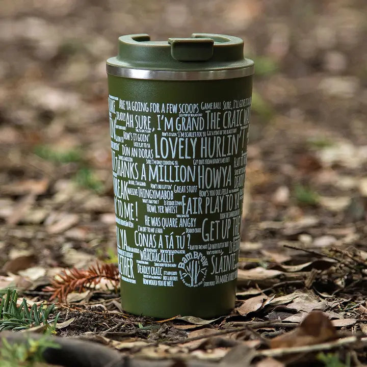 The Original Reusable Army Green Travel Cup of Irish Sayings 17oz/510ml