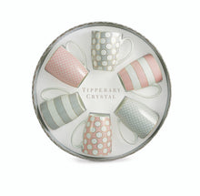 Load image into Gallery viewer, Tipperary Crystal set of 6 Bone China Mugs - Spots &amp; Stripes Party Box
