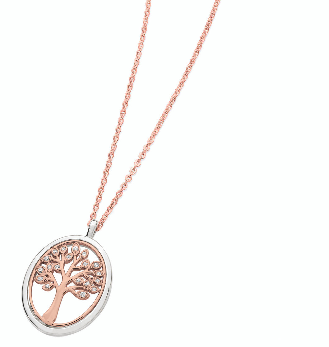 Tipperary Crystal Oval Tree Of Life Pendant Rose Gold