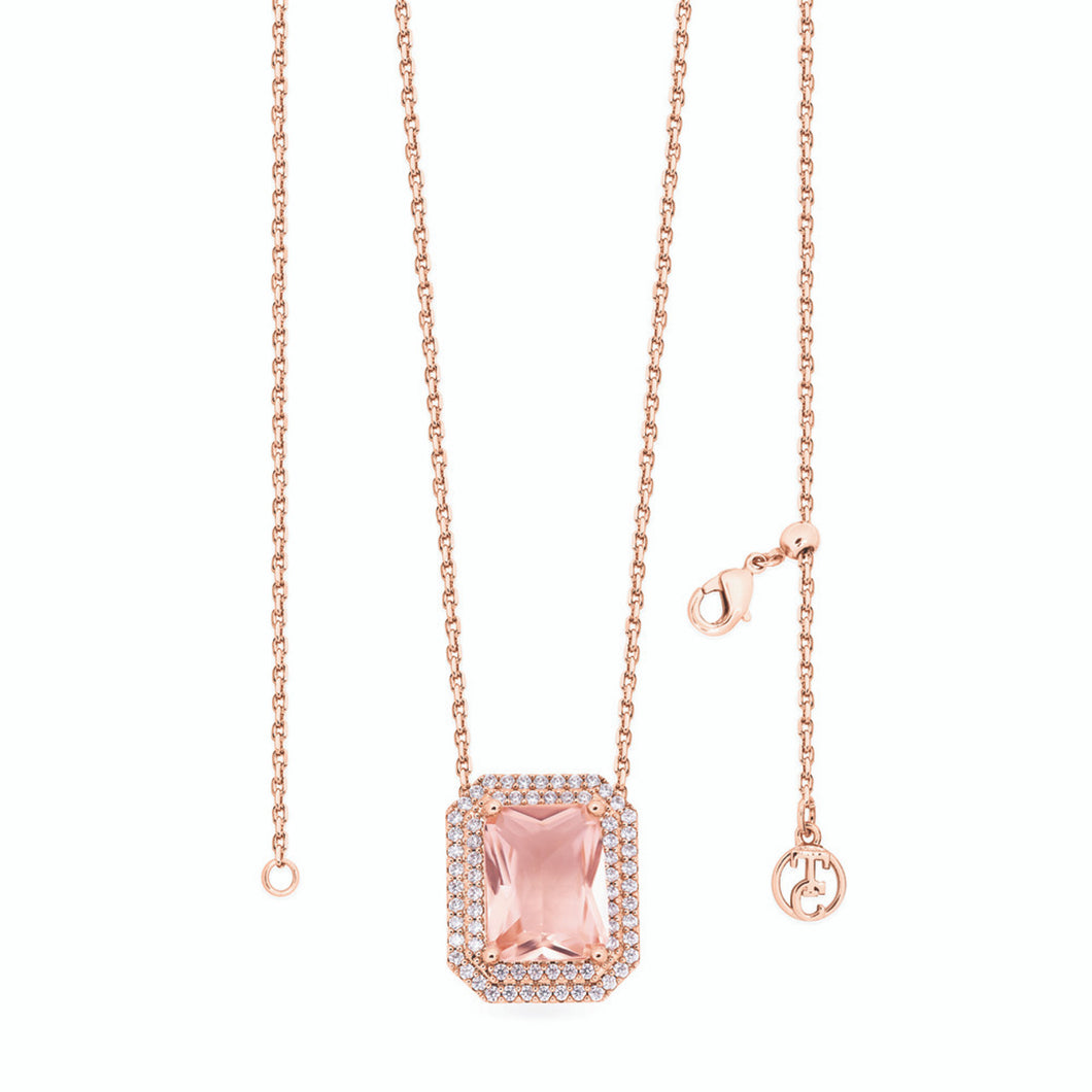 Tipperary Crystal Vintage Rose Emerald Stone Rose Gold Pendant