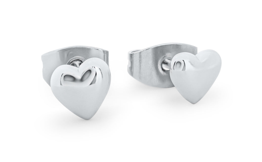 Tipperary Crystal Heart 8mm Stud Earrings - Silver