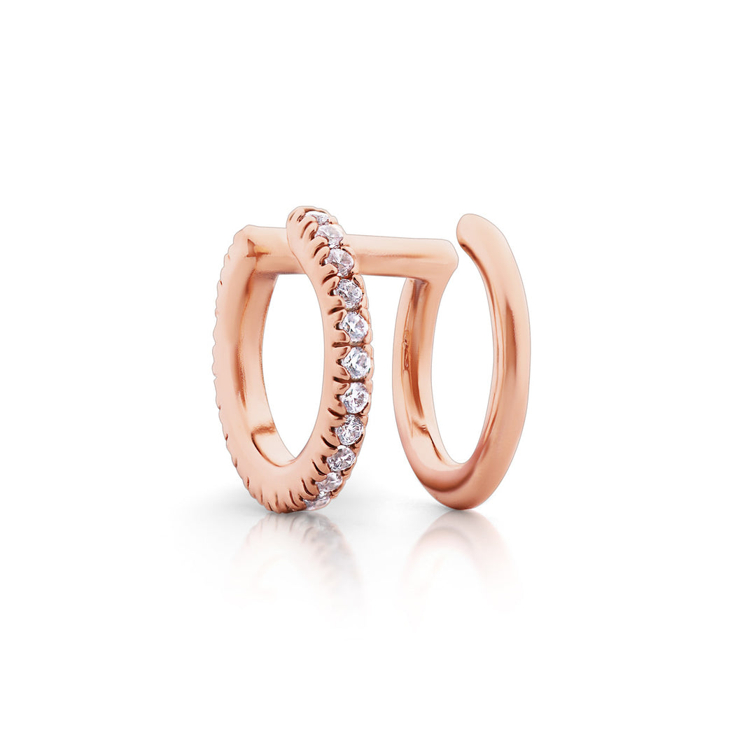 Romi Rose Gold Bezel Set and Double Cuff Earring Set
