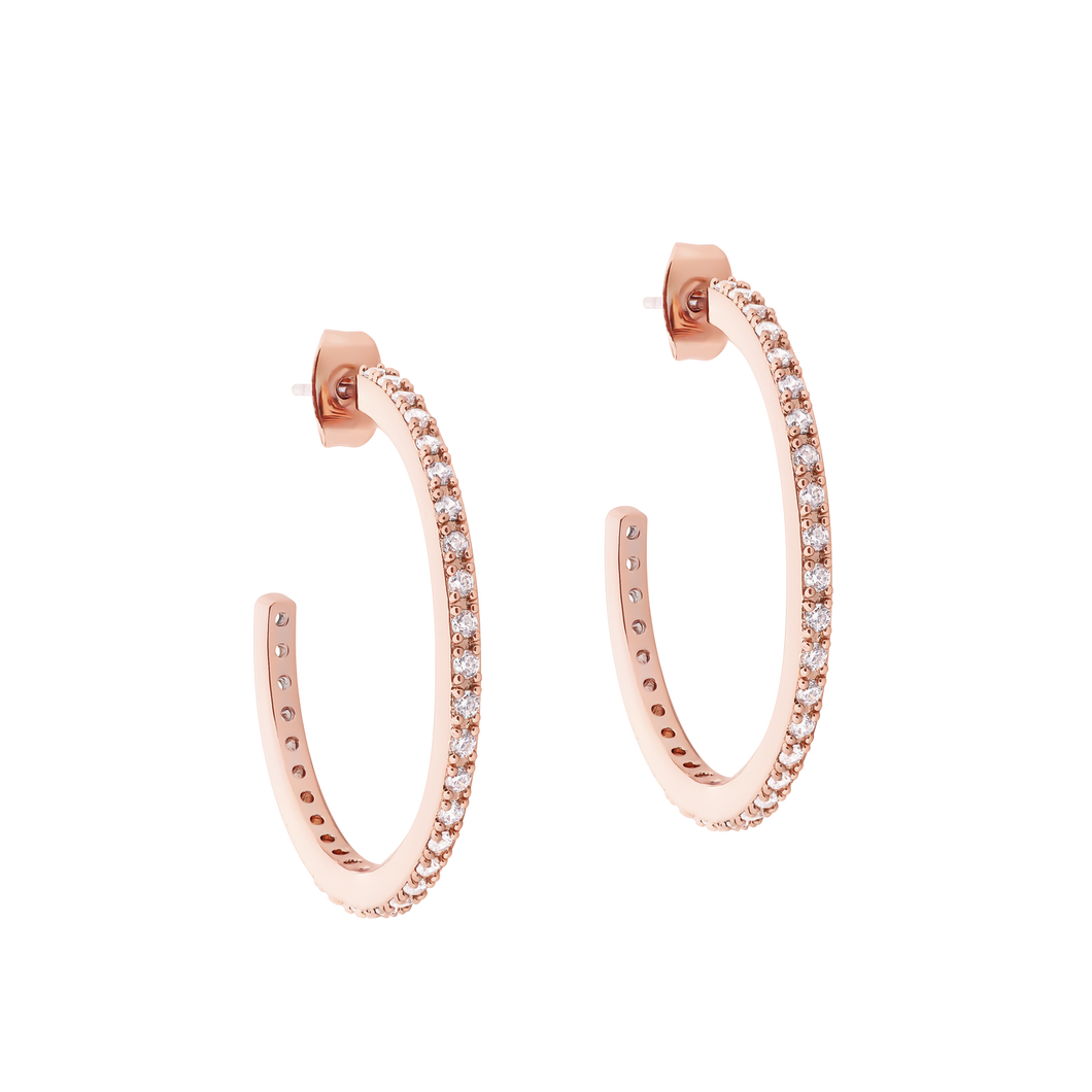 Tipperary Crystal Circle Pave Rose Gold Large Hoop Earrings