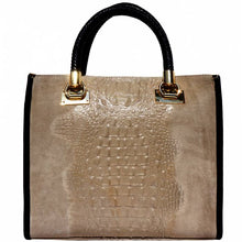Load image into Gallery viewer, Crocodile Print Calfskin Taupe Leather Tote Bag
