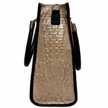 Load image into Gallery viewer, Crocodile Print Calfskin Taupe Leather Tote Bag
