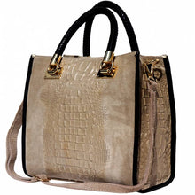 Load image into Gallery viewer, Crocodile Print Calfskin Taupe Leather Tote Bag
