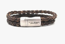 Load image into Gallery viewer, &#39;by Julian&#39; Mens Braided mixed dark Brown Leather Fender Bracelet
