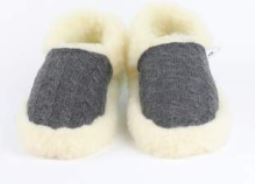 Yoko Wool Aran Grey & Natural Siberian Slippers