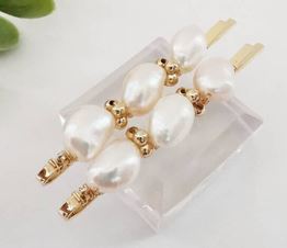 Set of 2 Freshwater Pearl Gold Plated Bobby Pins