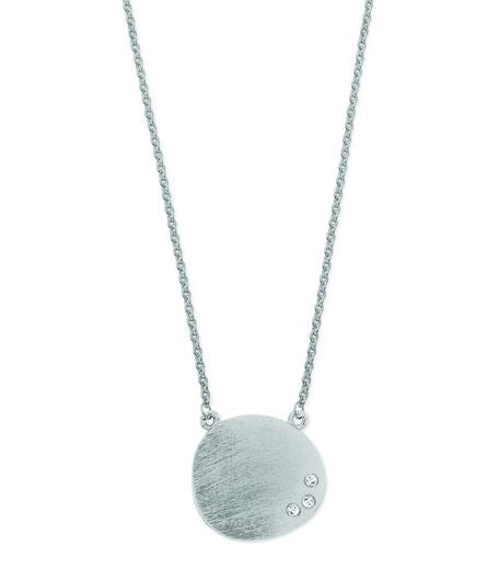 Tipperary Crystal Pebble pendant with cz stones Silver