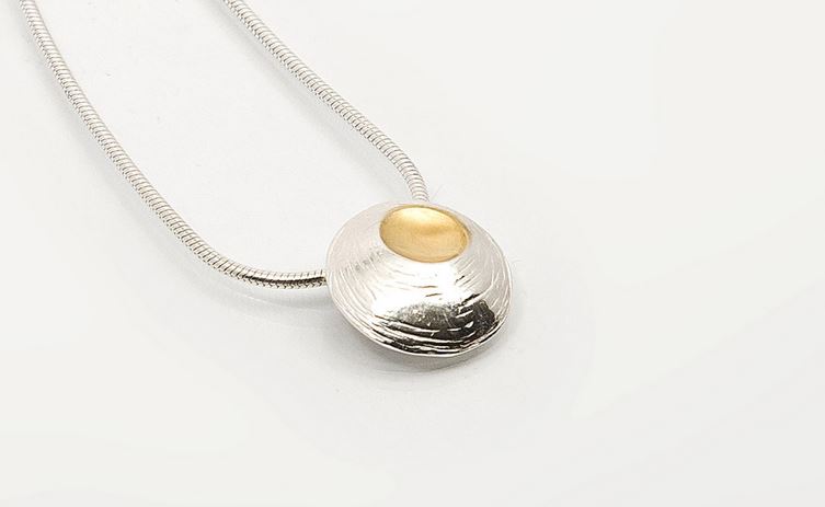 Moon Shell | Large Pendant | Sterling Silver | 22 Carat Gold Plating