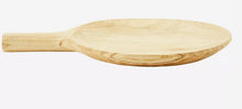 Load image into Gallery viewer, Round wooden serving dish with handle
